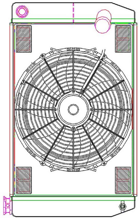 MegaCool CombuUnit Universal Fit Radiator and Fan Dual Pass Crossflow Design 26" x 15.50" with 16AN Inlet