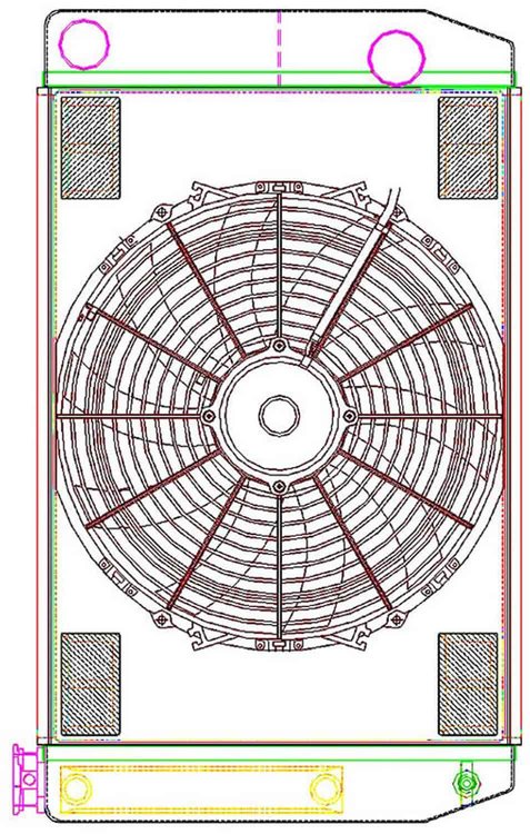 MegaCool ComboUnit Universal Fit Radiator and Fan Dual Pass Crossflow Design 26" x 15.50" with Transmission Cooler