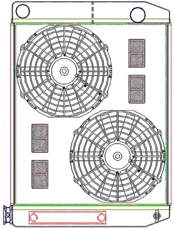 MegaCool ComboUnit Universal Fit Radiator and Fan Dual Pass Crossflow Design 26" x 19" with Transmission Cooler