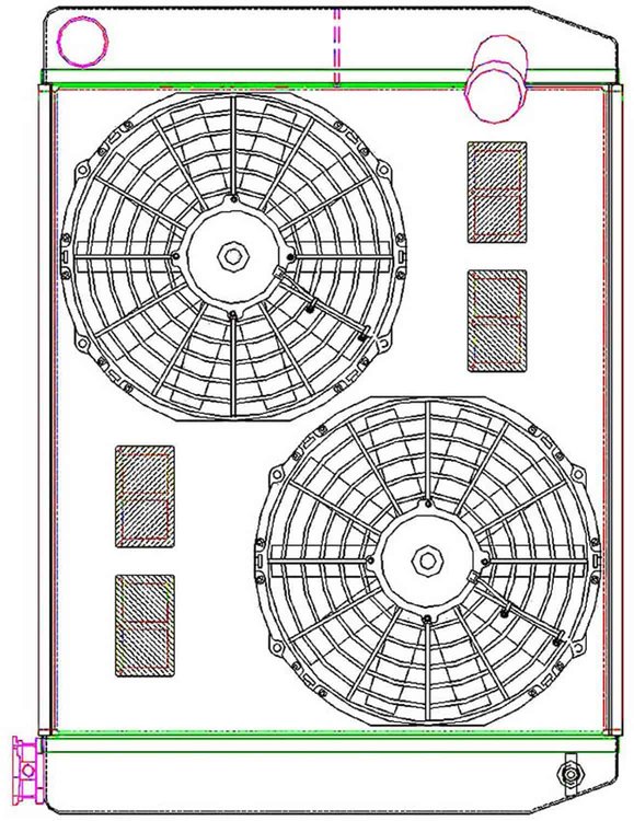 MegaCool ComboUnit Universal Fit Radiator and Fan Dual Pass Crossflow Design 26" x 19" with No Options