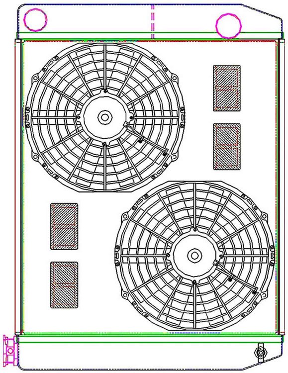 MegaCool ComboUnit Universal Fit Radiator and Fan Dual Pass Crossflow Design 26" x 19" with Straight Outlet