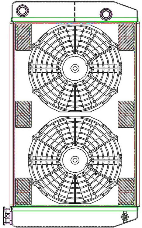 MegaCool ComboUnit Universal Fit Radiator and Fan Dual Pass Crossflow Design 27.50" x 15.50" with 16AN Inlet/Outlet