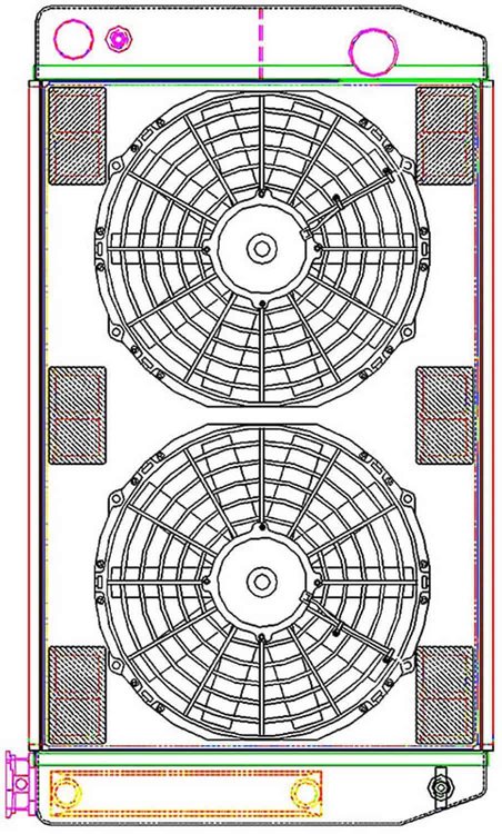 MegaCool CombuUnit Universal Fit Radiator and Fan Dual Pass Crossflow Design 27.50" x 15.50" for LS Swap with Cooler