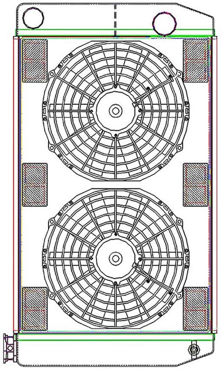 MegaCool ComboUnit Universal Fit Radiator and Fan Dual Pass Crossflow Design 27.50" x 15.50" with Straight Outlet