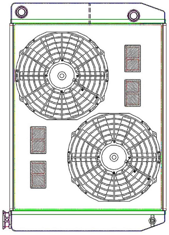 MegaCool ComboUnit Universal Fit Radiator and Fan Dual Pass Crossflow Design 27.50" x 19" with 16AN Inlet/Outlet