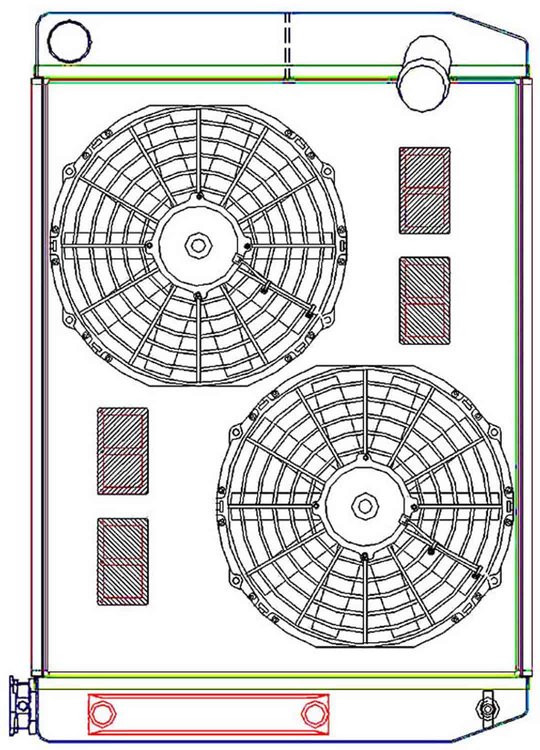 MegaCool ComboUnit Universal Fit Radiator and Fan Dual Pass Crossflow Design 27.50" x 19" with Transmission Cooler