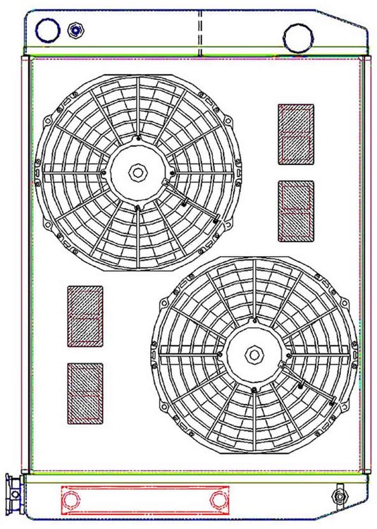 MegaCool CombuUnit Universal Fit Radiator and Fan Dual Pass Crossflow Design 27.50" x 19" for LS Swap with Cooler