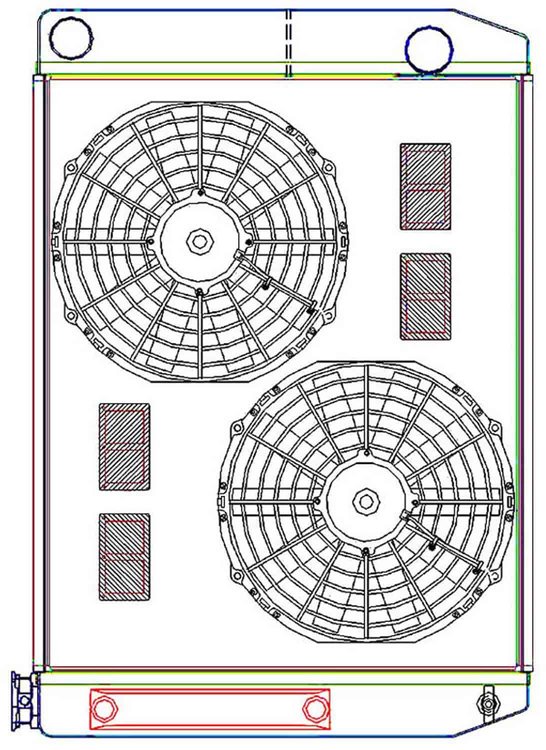 MegaCool ComboUnit Universal Fit Radiator and Fan Dual Pass Crossflow Design 27.50" x 19" with Transmission Cooler