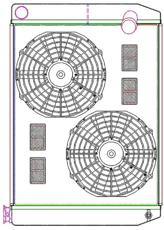 MegaCool ComboUnit Universal Fit Radiator and Fan Dual Pass Crossflow Design 27.50" x 15.50" with No Options