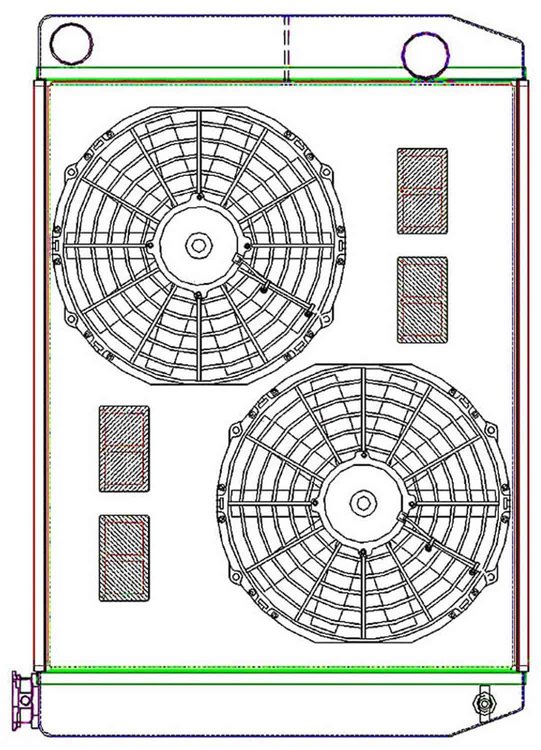MegaCool ComboUnit Universal Fit Radiator and Fan Dual Pass Crossflow Design 27.50" x 19" with Straight Outlet