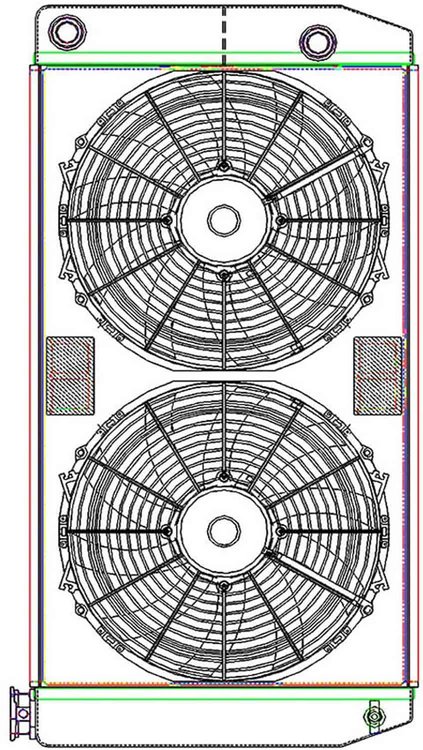 MegaCool ComboUnit Universal Fit Radiator and Fan Dual Pass Crossflow Design 31" x 15.50" with 16AN Inlet/Outlet
