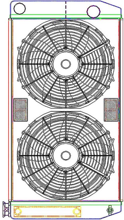 MegaCool ComboUnit Universal Fit Radiator and Fan Dual Pass Crossflow Design 31" x 15.50" with Transmission Cooler