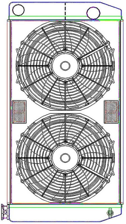 MegaCool ComboUnit Universal Fit Radiator and Fan Dual Pass Crossflow Design 31" x 15.50" with Straight Outlet