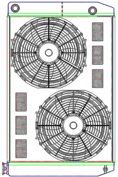 MegaCool ComboUnit Universal Fit Radiator and Fan Dual Pass Crossflow Design 31" x 19" with 16AN Inlet/Outlet