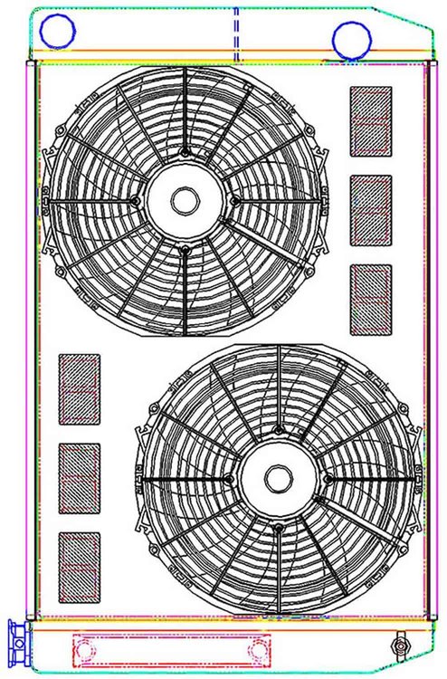 MegaCool ComboUnit Universal Fit Radiator and Fan Dual Pass Crossflow Design 31" x 19" with Transmission Cooler
