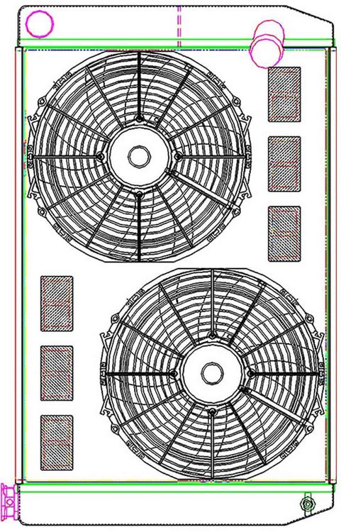 MegaCool ComboUnit Universal Fit Radiator and Fan Dual Pass Crossflow Design 31" x 19" with Straight Outlet
