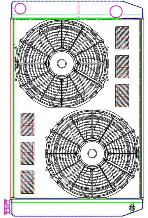 MegaCool ComboUnit Universal Fit Radiator and Fan Dual Pass Crossflow Design 31" x 19" with Straight Outlet