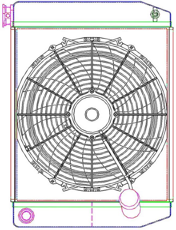 MegaCool ComboUnit Universal Fit Radiator and Fan Dual Pass Crossflow Design 22" x 15.50" with 16AN Inlet