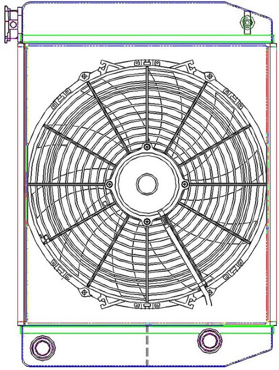 MegaCool ComboUnit Universal Fit Radiator and Fan Dual Pass Crossflow Design 22" x 15.50" with 16AN Inlet/Outlet