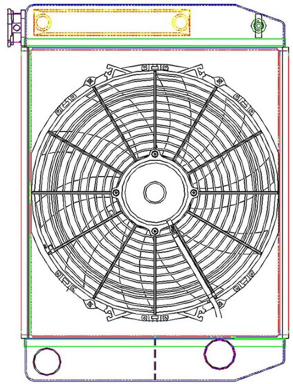MegaCool ComboUnit Universal Fit Radiator and Fan Dual Pass Crossflow Design 22" x 15.50" with Transmission Cooler