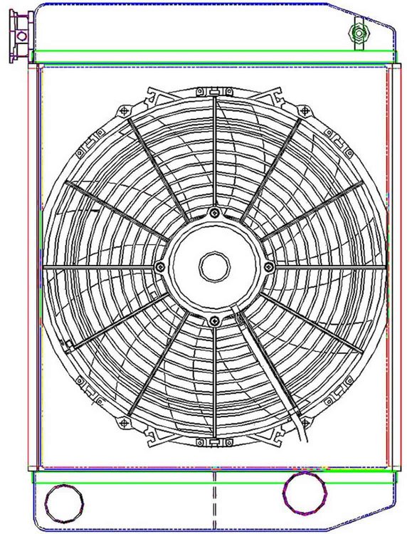 MegaCool ComboUnit Universal Fit Radiator and Fan Dual Pass Crossflow Design 22" x 15.50" with Straight Outlet