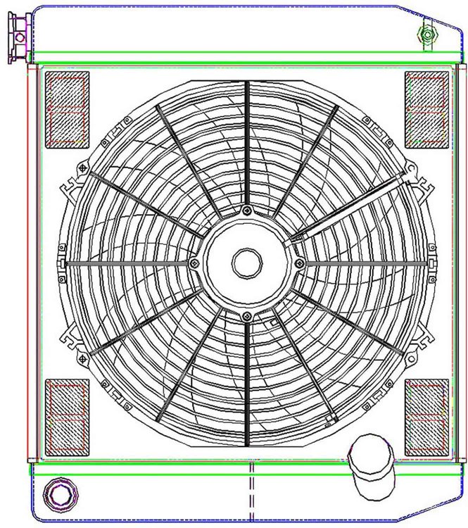 MegaCool ComboUnit Universal Fit Radiator and Fan Dual Pass Crossflow Design 22" x 19" with 16AN Inlet