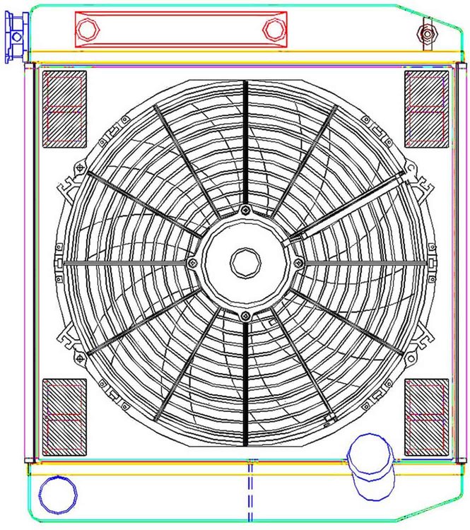 MegaCool ComboUnit Universal Fit Radiator and Fan Dual Pass Crossflow Design 22" x 19" with Transmission Cooler