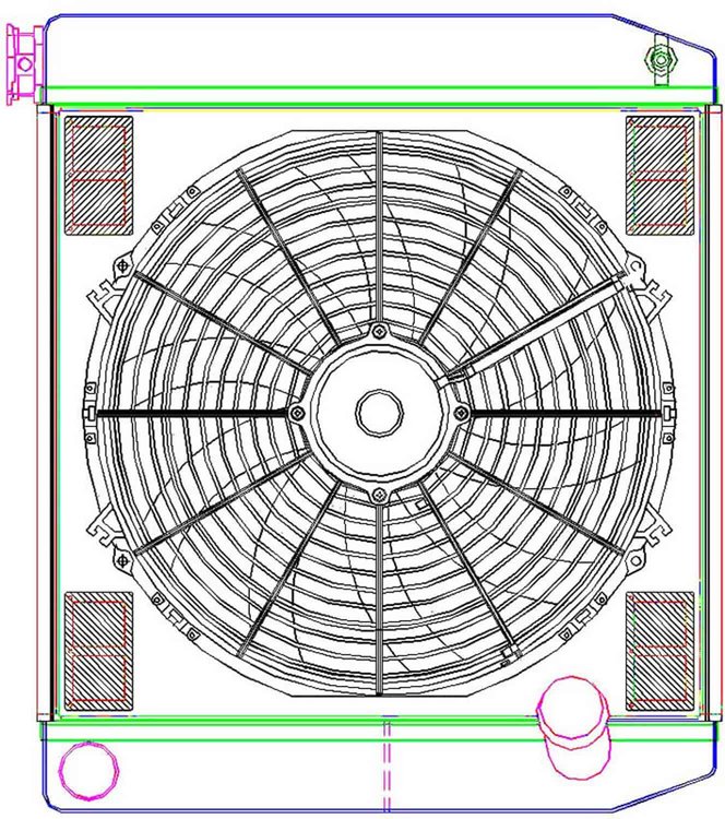 MegaCool ComboUnit Universal Fit Radiator and Fan Dual Pass Crossflow Design 22" x 19" with No Options