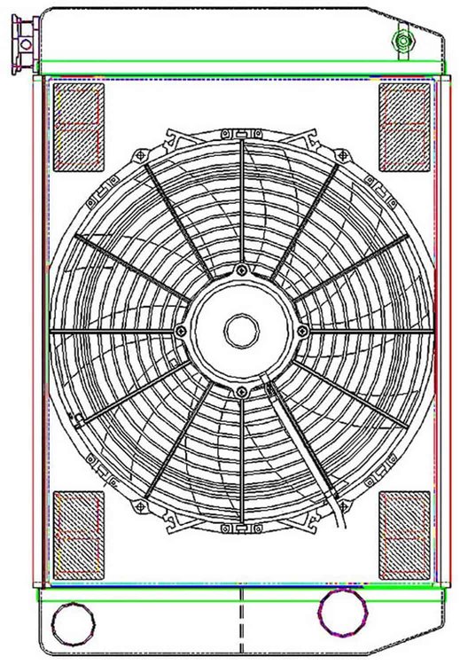MegaCool ComboUnit Universal Fit Radiator and Fan Dual Pass Crossflow Design 24" x 15.50" with Straight Outlet