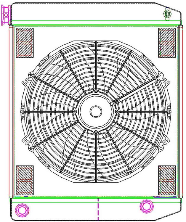 MegaCool ComboUnit Universal Fit Radiator and Fan Dual Pass Crossflow Design 24" x 19" with 16AN Inlet/Outlet