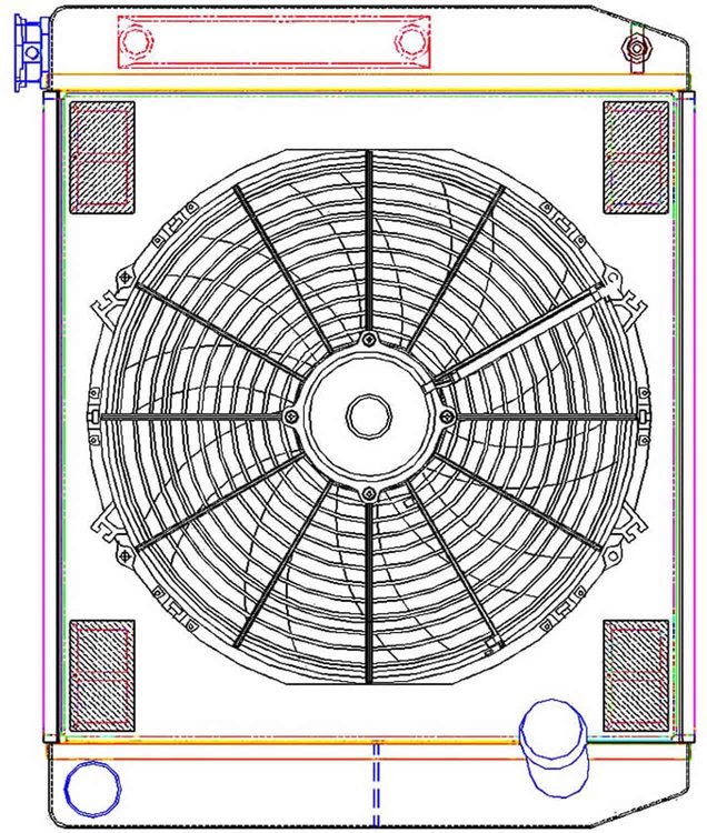 MegaCool ComboUnit Universal Fit Radiator and Fan Dual Pass Crossflow Design 24" x 19" with 16AN Inlet/Outlet