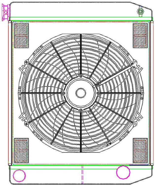 MegaCool ComboUnit Universal Fit Radiator and Fan Dual Pass Crossflow Design 24" x 19" with Straight Outlet