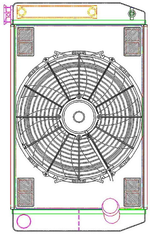 MegaCool ComboUnit Universal Fit Radiator and Fan Dual Pass Crossflow Design 26" x 15.50" with Transmission Cooler