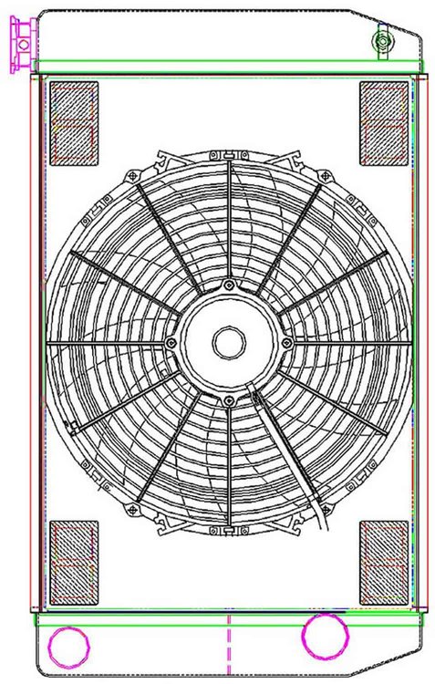 MegaCool ComboUnit Universal Fit Radiator and Fan Dual Pass Crossflow Design 26" x 15.50" with Straight Outlet