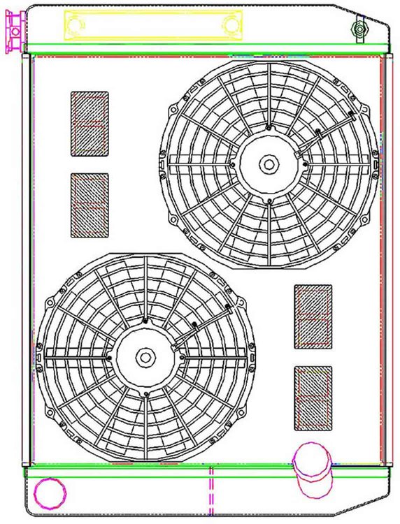 MegaCool ComboUnit Universal Fit Radiator and Fan Dual Pass Crossflow Design 26" x 19" with Transmission Cooler