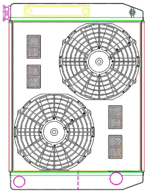 MegaCool ComboUnit Universal Fit Radiator and Fan Dual Pass Crossflow Design 26" x 19" with Transmission Cooler