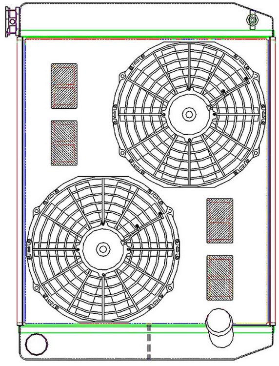 MegaCool ComboUnit Universal Fit Radiator and Fan Dual Pass Crossflow Design 26" x 19" with No Options