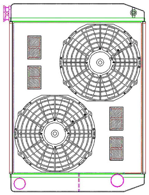 MegaCool ComboUnit Universal Fit Radiator and Fan Dual Pass Crossflow Design 26" x 19" with Straight Outlet