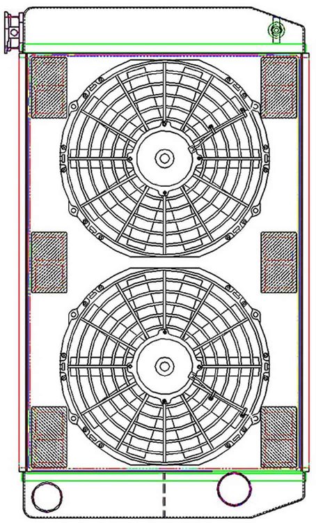 MegaCool ComboUnit Universal Fit Radiator and Fan Dual Pass Crossflow Design 27.50" x 15.50" with Straight Outlet