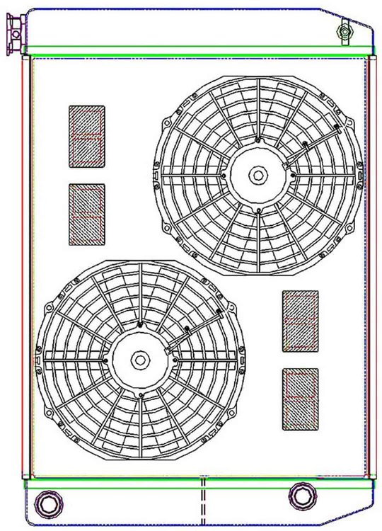 MegaCool ComboUnit Universal Fit Radiator and Fan Dual Pass Crossflow Design 27.50" x 19" with 16AN Inlet/Outlet