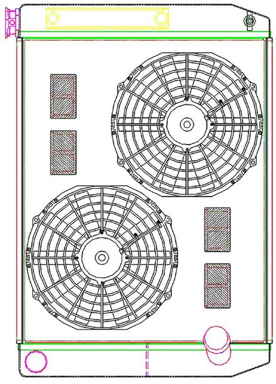 MegaCool ComboUnit Universal Fit Radiator and Fan Dual Pass Crossflow Design 27.50" x 19" with Transmission Cooler
