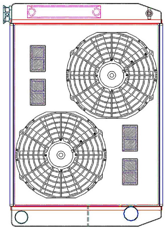 MegaCool ComboUnit Universal Fit Radiator and Fan Dual Pass Crossflow Design 27.50" x 19" with Transmission Cooler