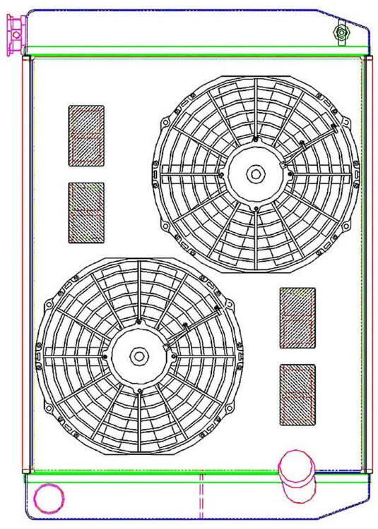 MegaCool ComboUnit Universal Fit Radiator and Fan Dual Pass Crossflow Design 27.50" x 19" with No Options