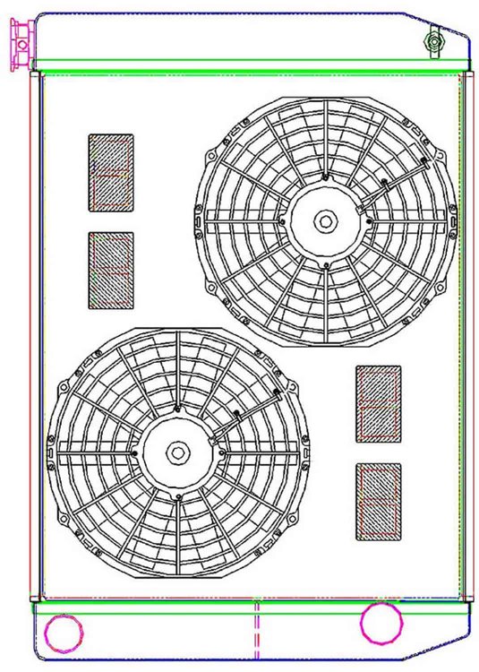 MegaCool ComboUnit Universal Fit Radiator and Fan Dual Pass Crossflow Design 27.50" x 19" with Straight Outlet