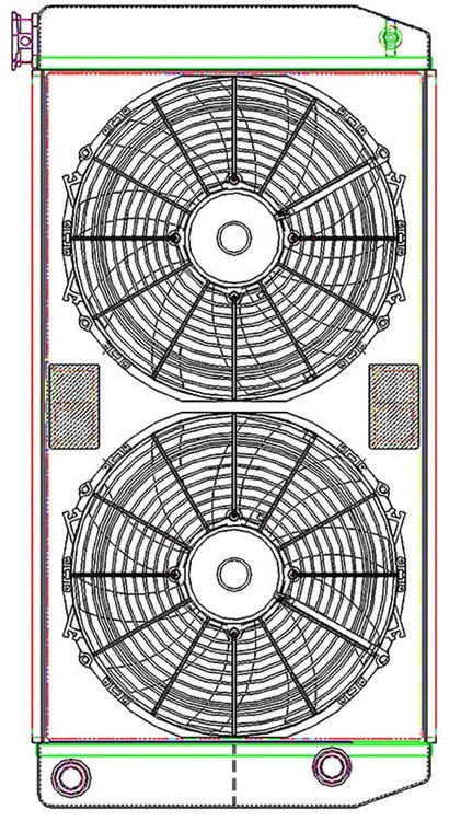 MegaCool ComboUnit Universal Fit Radiator and Fan Dual Pass Crossflow Design 31" x 15.50" with 16AN Inlet/Outlet