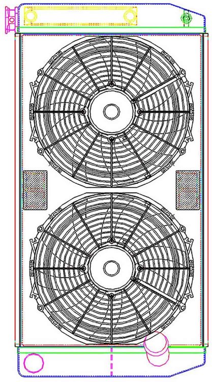 MegaCool ComboUnit Universal Fit Radiator and Fan Dual Pass Crossflow Design 31" x 15.50" with Transmission Cooler