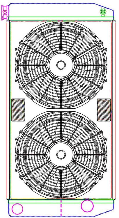 MegaCool ComboUnit Universal Fit Radiator and Fan Dual Pass Crossflow Design 31" x 15.50" with Straight Outlet