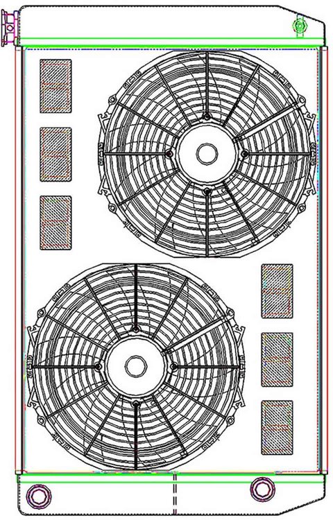 MegaCool ComboUnit Universal Fit Radiator and Fan Dual Pass Crossflow Design 31" x 19" with 16AN Inlet/Outlet