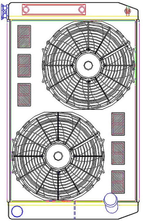MegaCool ComboUnit Universal Fit Radiator and Fan Dual Pass Crossflow Design 31" x 19" with Transmission Cooler