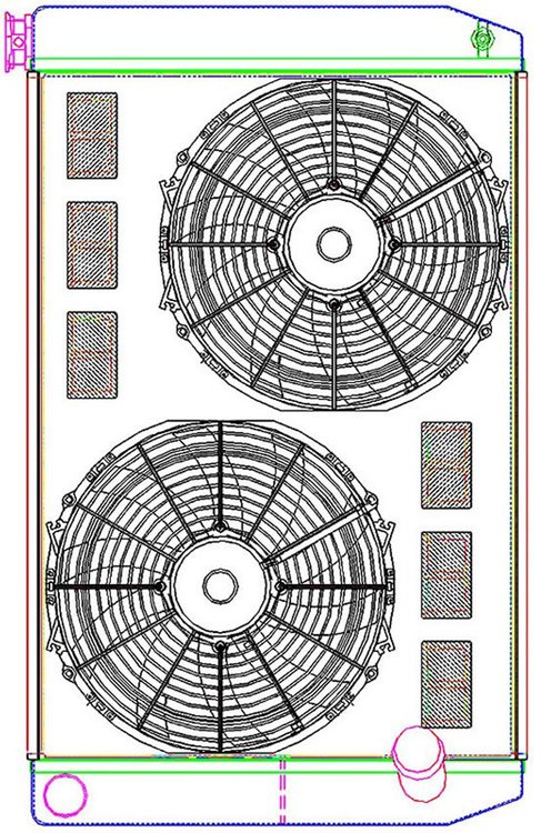 MegaCool ComboUnit Universal Fit Radiator and Fan Dual Pass Crossflow Design 31" x 19" with No Options